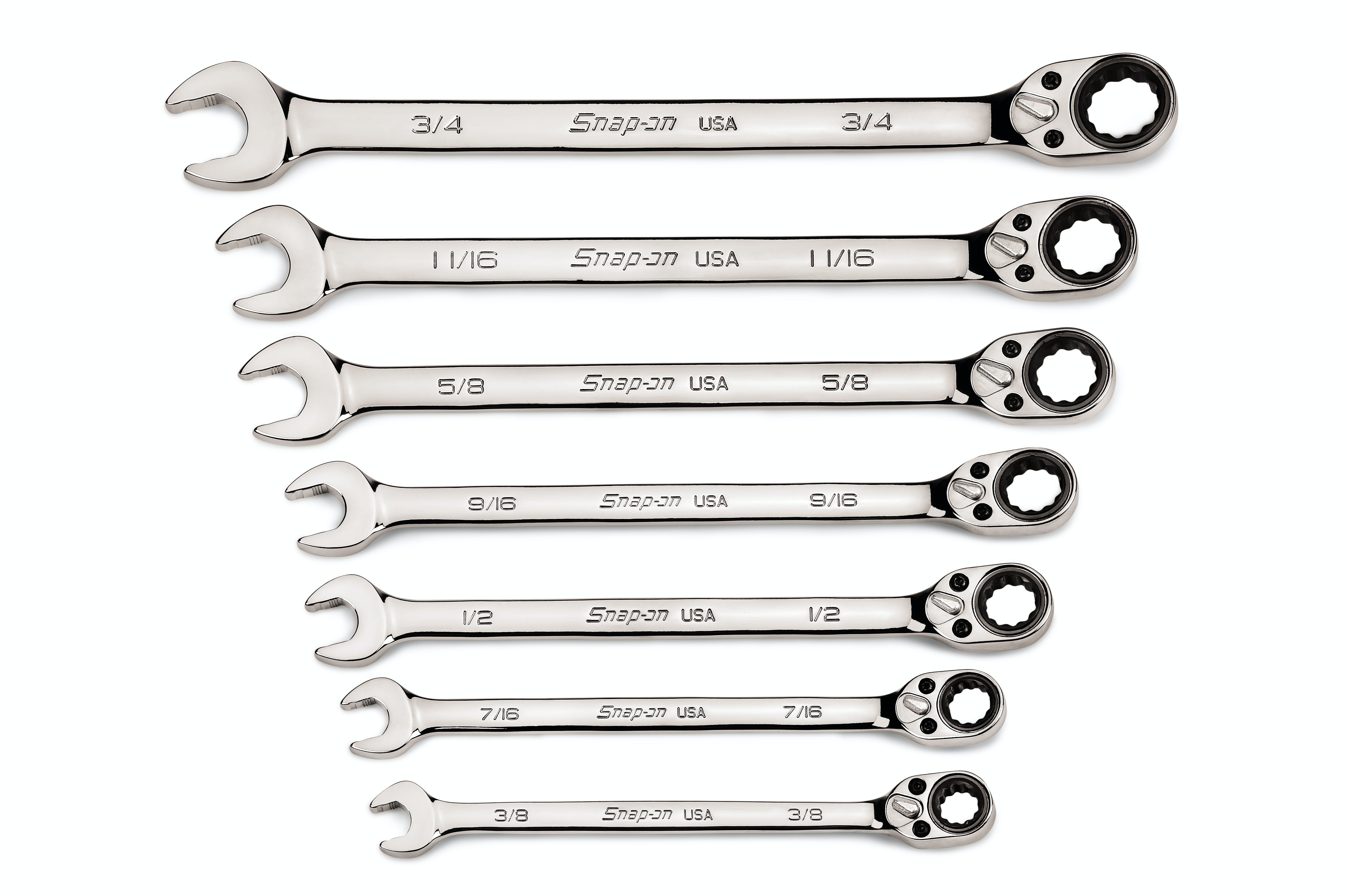 7 pc Spline Flank Drive® Plus Reversible Ratcheting Combination Wrench Set (#12-24) | SOSRR707 7 pc Spline Flank Drive® Plus Reversible Ratcheting Combination Wrench Set (#12-24) | SOSRR707
